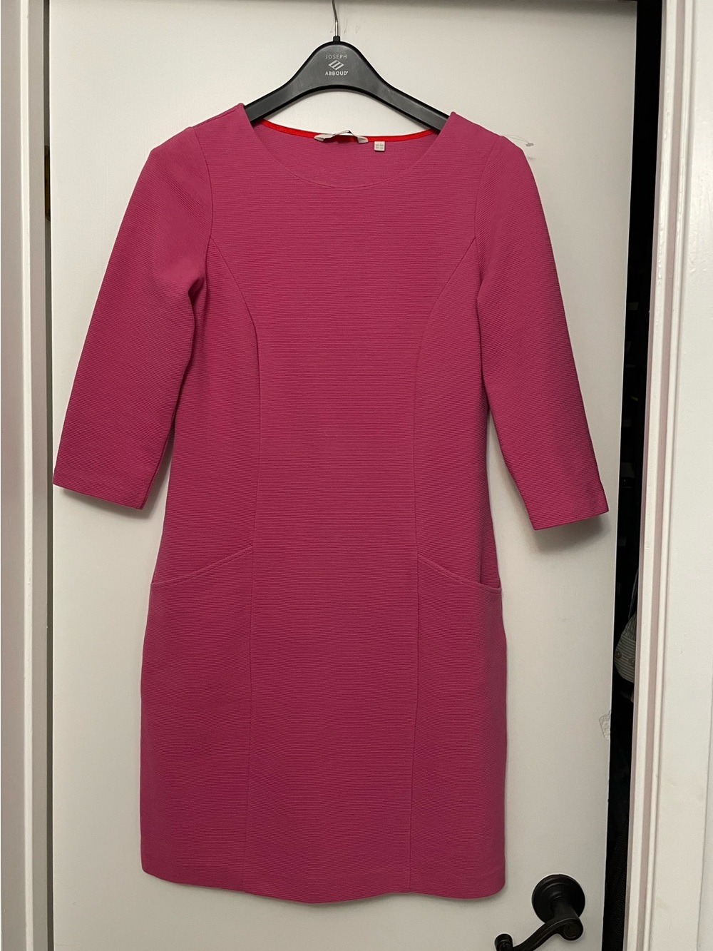 Boden Ottoman Shift Dress - Pink Three-Quarter Sleeve